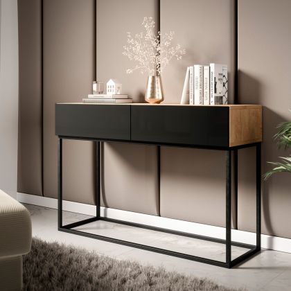 Avorio 120 Konsola Dąb Artisan /Czarny Połysk Konzol asztal