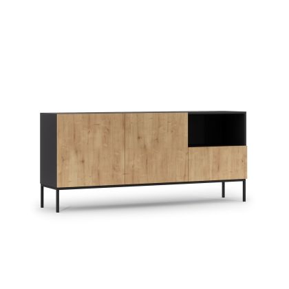 Lanzzi 180 Komoda Czarny Mat /Dąb Artisan Komód