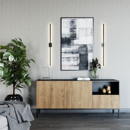 Lanzzi 180 Komoda Czarny Mat /Dąb Artisan Komód