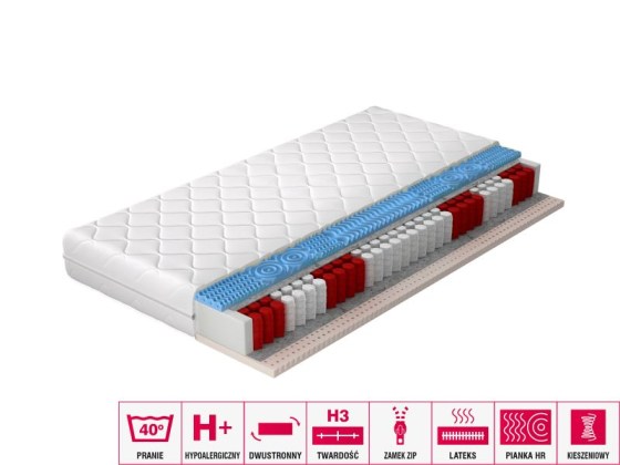 Materac Kieszeniowy Polis 120x200 Hipoalergiczny pokrowiec Matracok-ágybetét