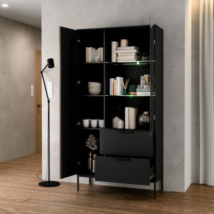 Meorati 100 Witryna Czarny/Dąb Artisan Gardrób és vitrines szekrény
